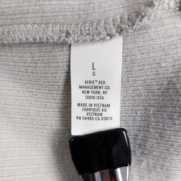 Aerie Pullover Womens Sz L Pastel Green Hoodie Waffle Knit Drawstring Cotton - Picture 7 of 12